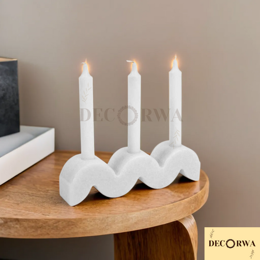 White Marble Wavy Candle Holder