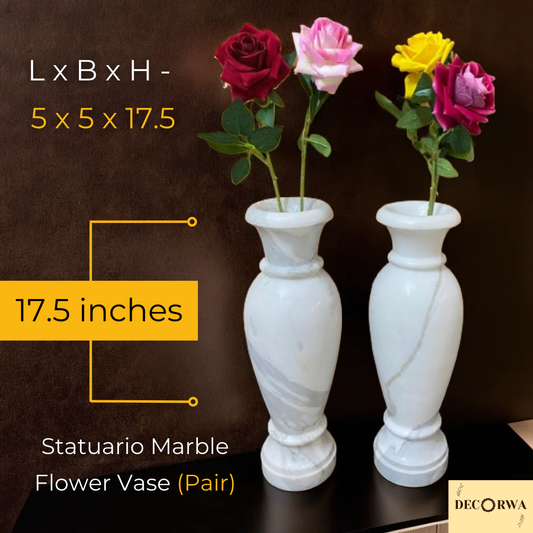 Luxury Statuario Marble Flower Vase Pair