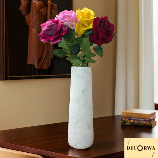 Beautiful White Statuario Marble Flower Vase